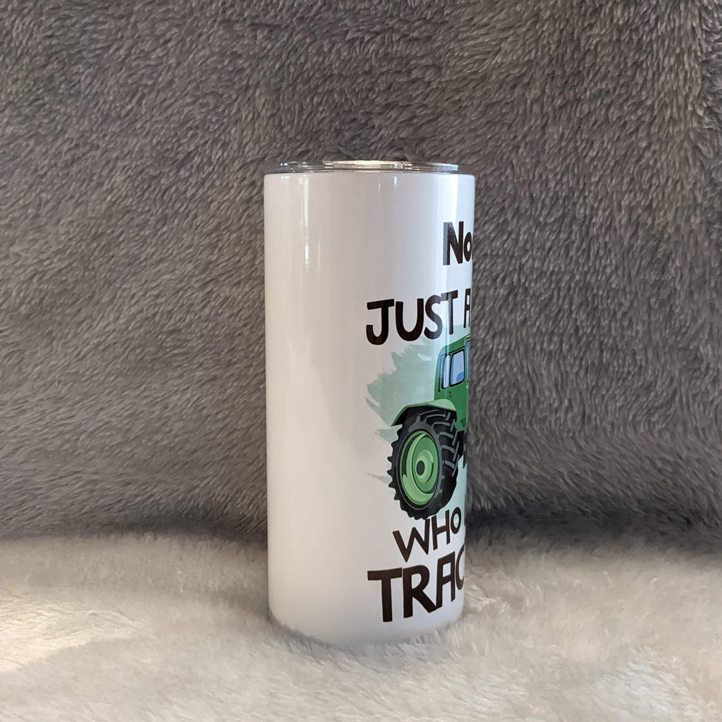Just A Boy Who Loves Tractors Kids Tumbler 15oz With Reusable Straw, Can Be Personalized