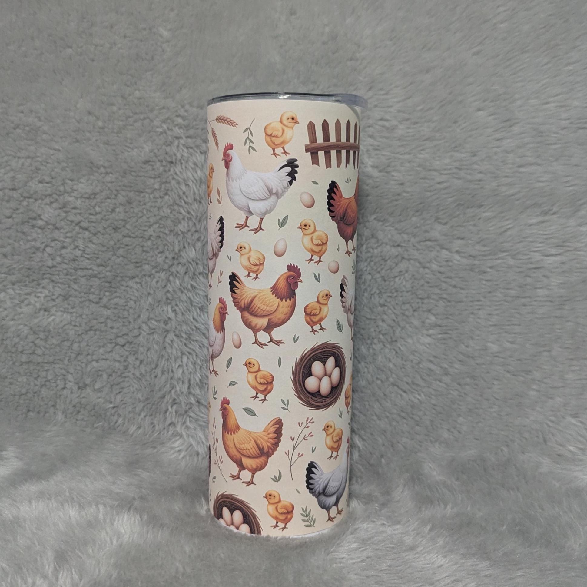 Chicken Tumbler With Reusable Straw 20oz With Reusable Straw
