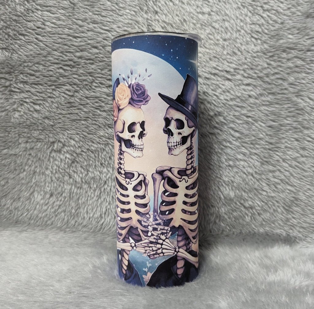 Always and Forever Skeleton Tumbler 20oz With Reusable Straw, Can Be Personalized