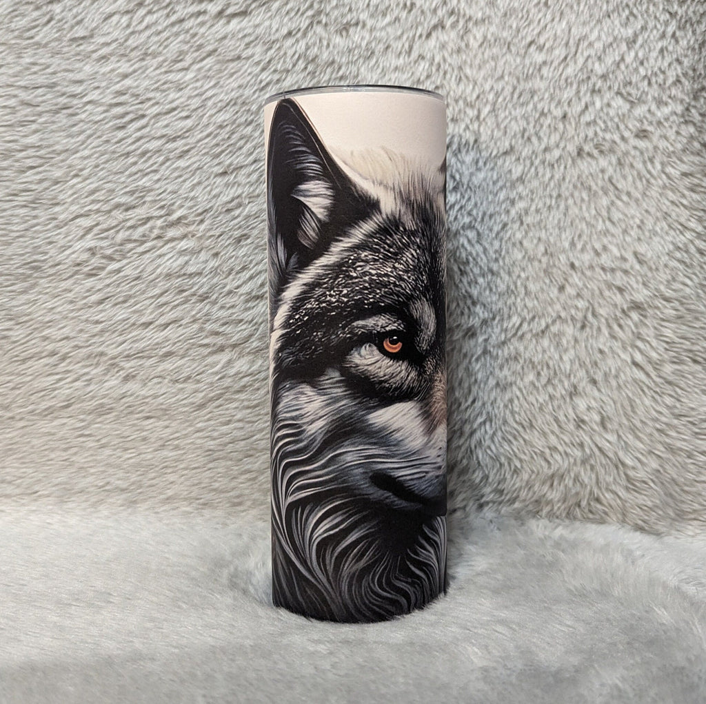 Beautiful Wolf Tumbler 20oz With Reusable Straw, Can Be Personalized