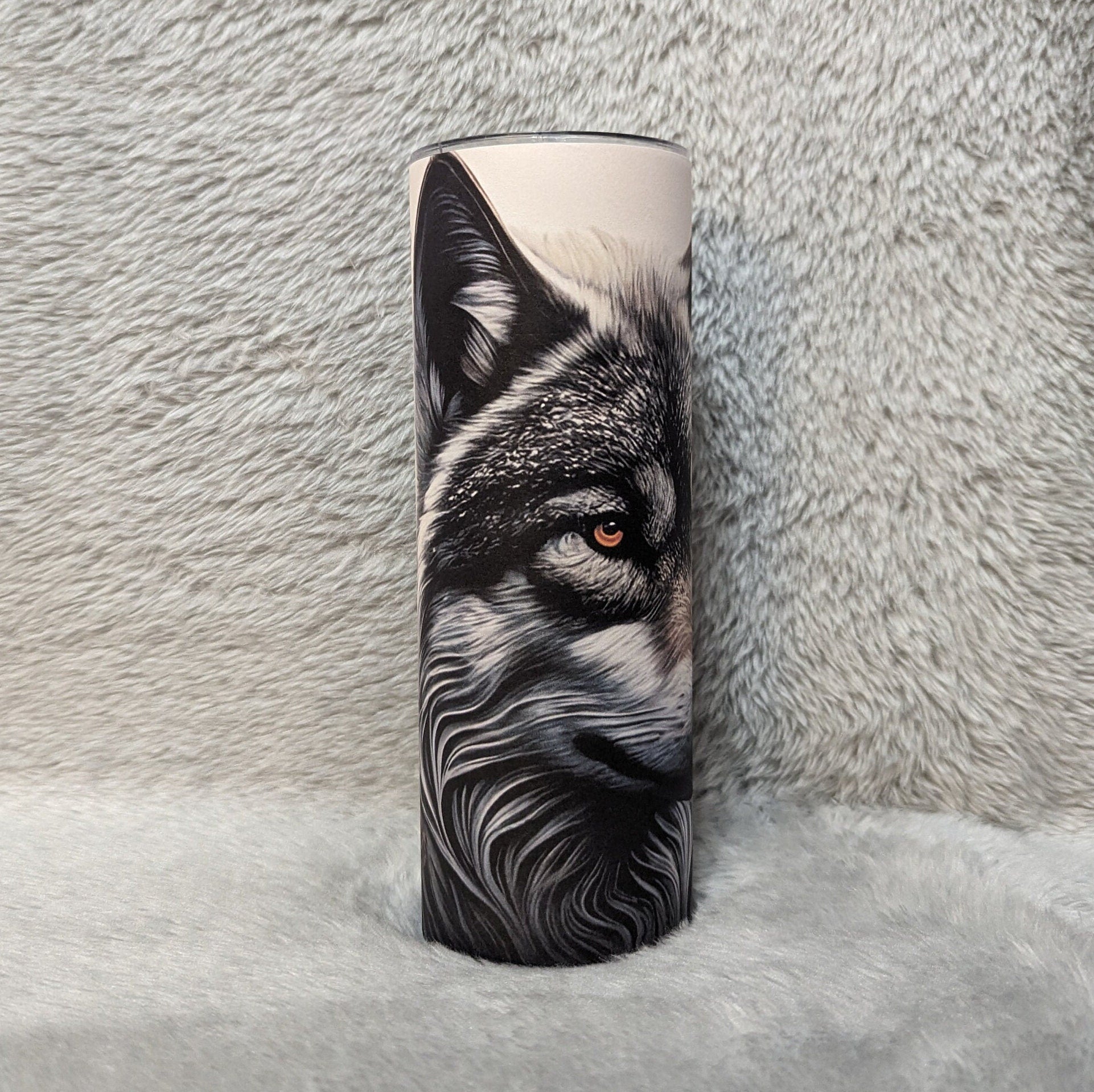 Beautiful Wolf Tumbler 20oz With Reusable Straw, Can Be Personalized