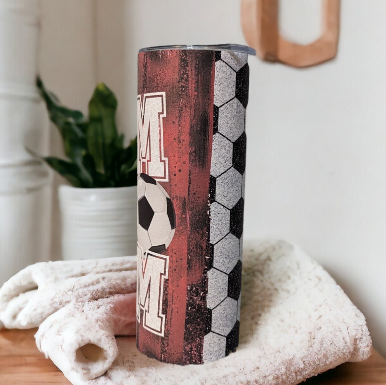 Soccer Mom Tumbler with a Glitter Design 20oz With Reusable Straw