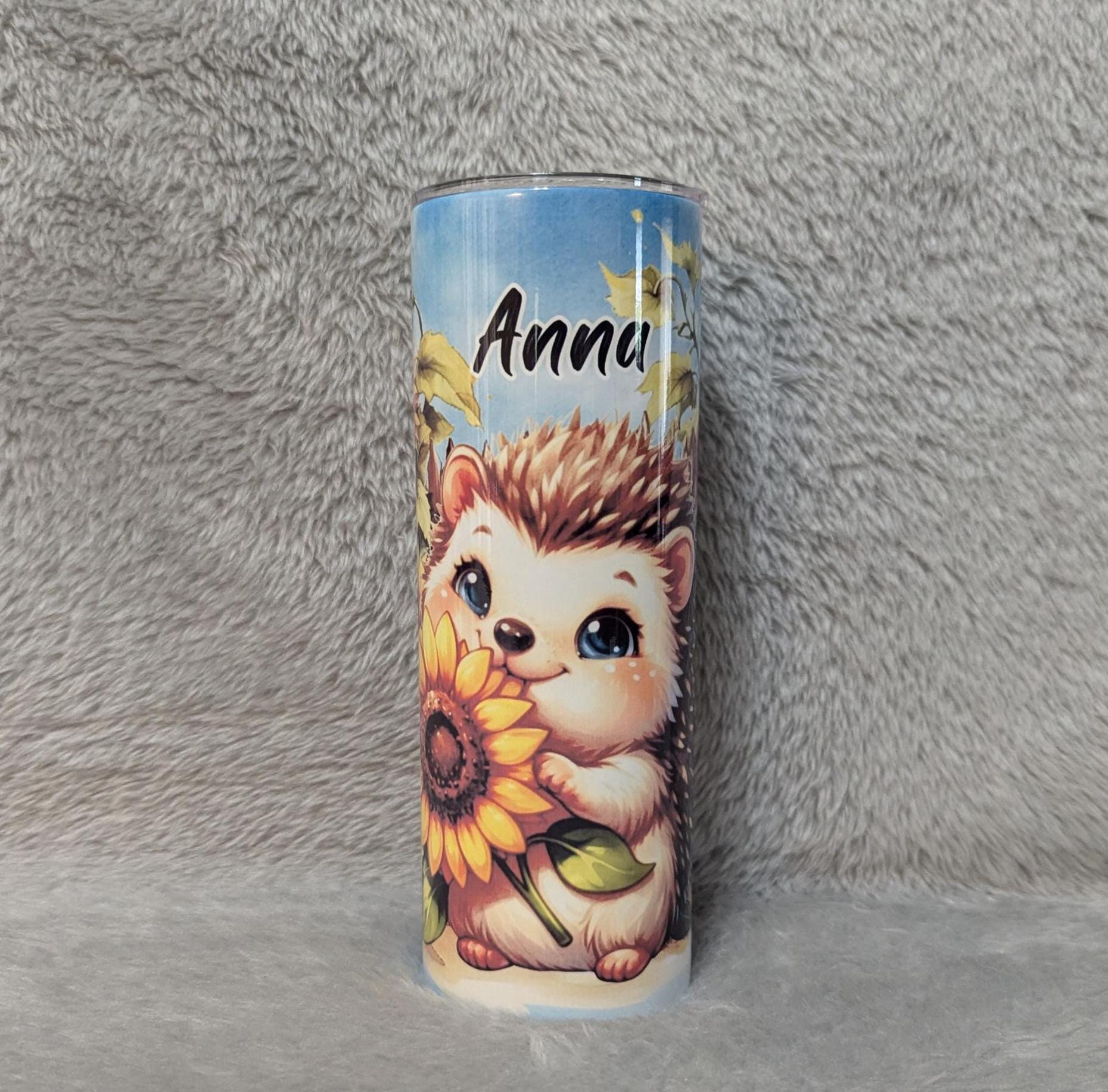 Sunflower Hedgehog Tumbler 20oz With Reusable Straw, Can Be Personalized