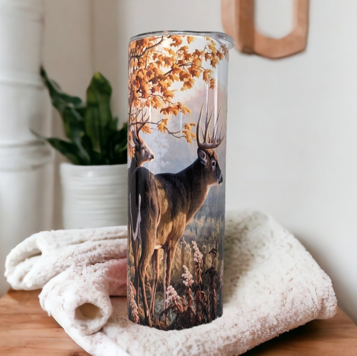 Deer Tumbler 20oz With Reusable Straw, Can Be Personalized