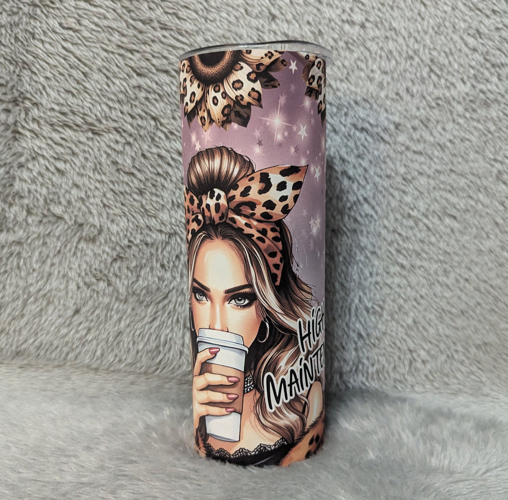 High Maintenance Girl Tumbler 20oz With Reusable Straw, Can Be Personalized