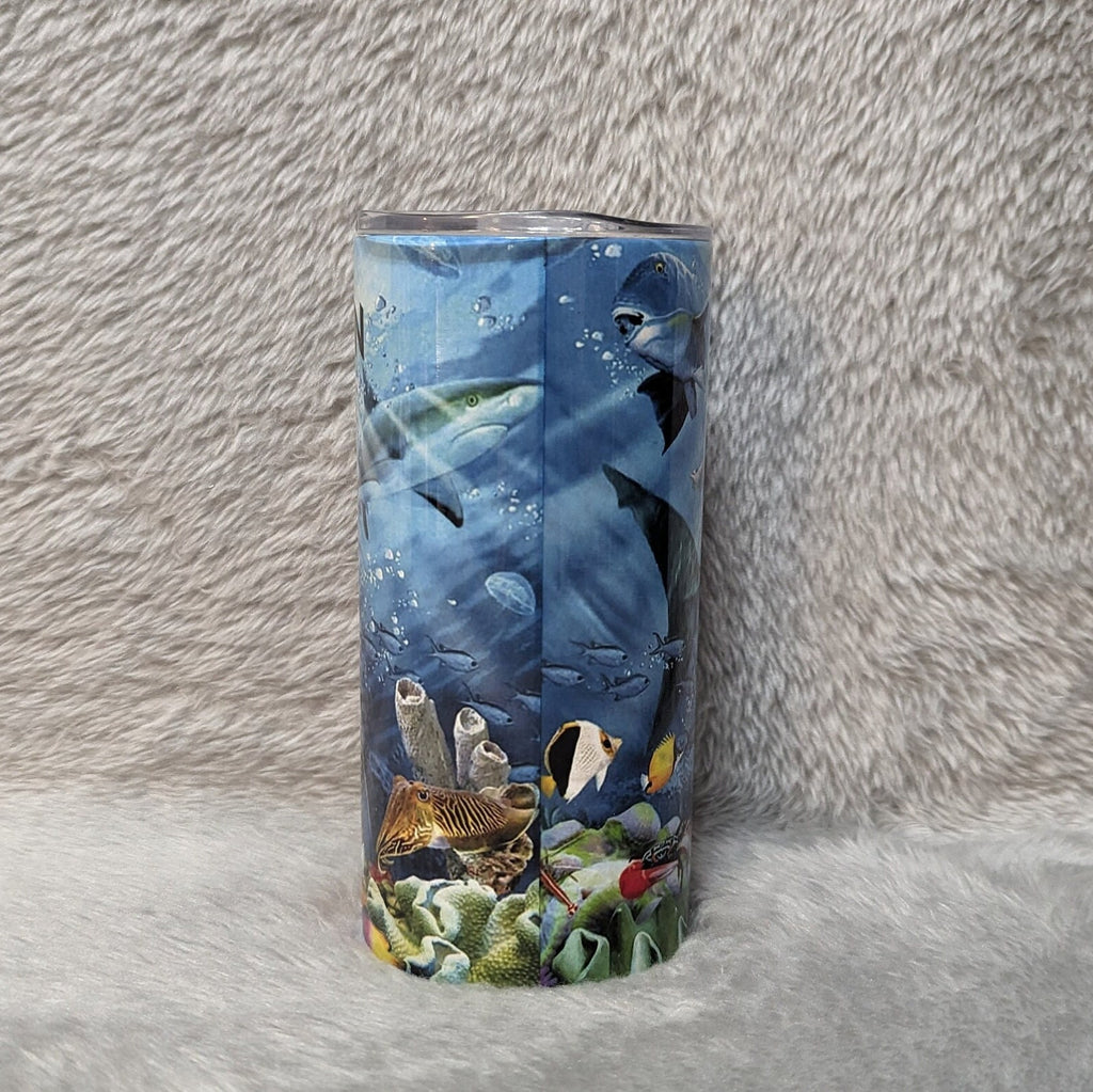 Kids Shark Tumbler 15oz With Reusable Straw, Can Be Personalized