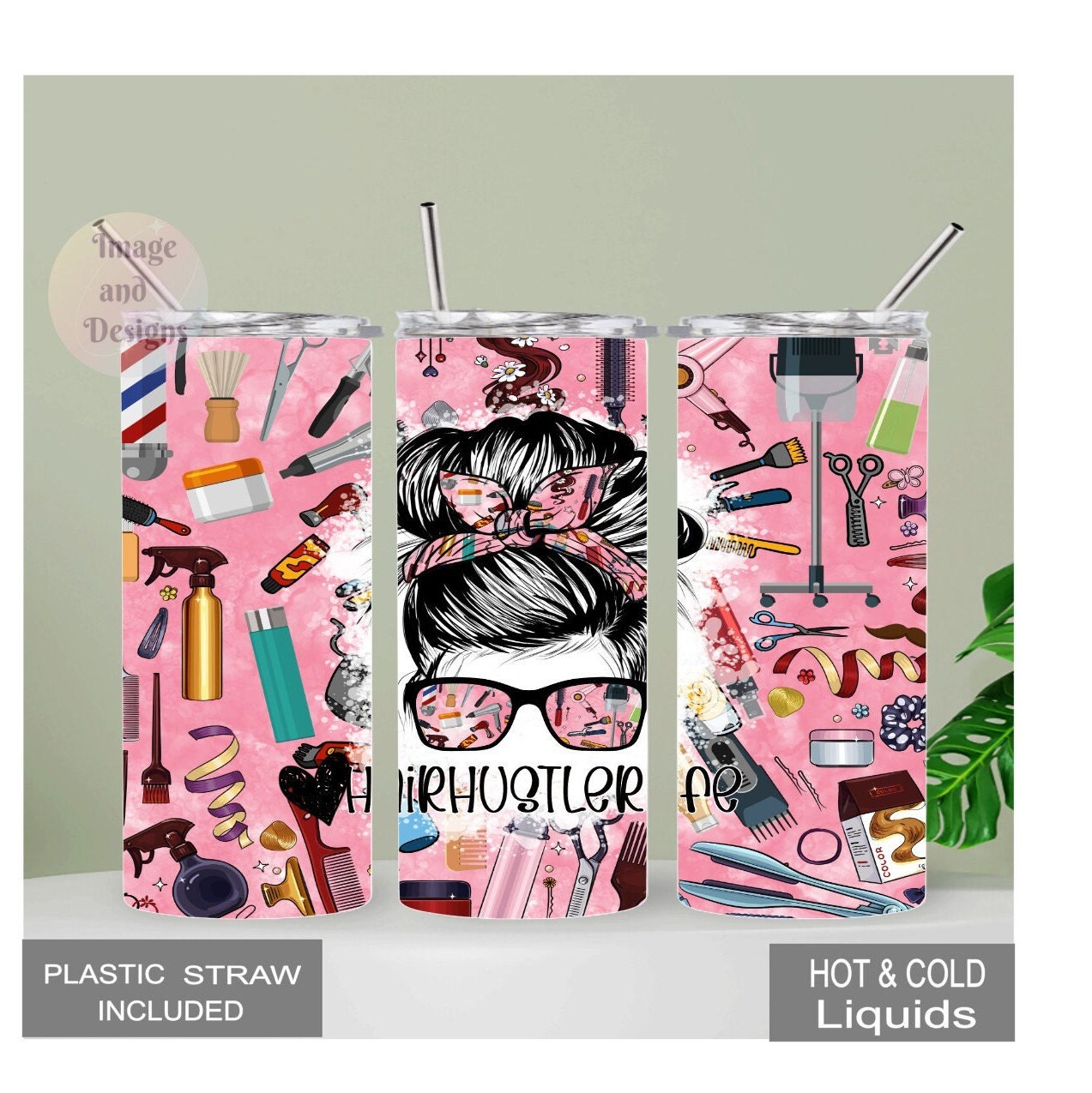 Hair Hustler Life Tumbler 20oz With Reusable Straw, Can Be Personalized