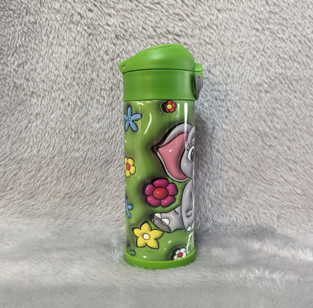 Adorable Kids Elephant Water Bottle 12oz With Reusable Straw Can Be Personalized