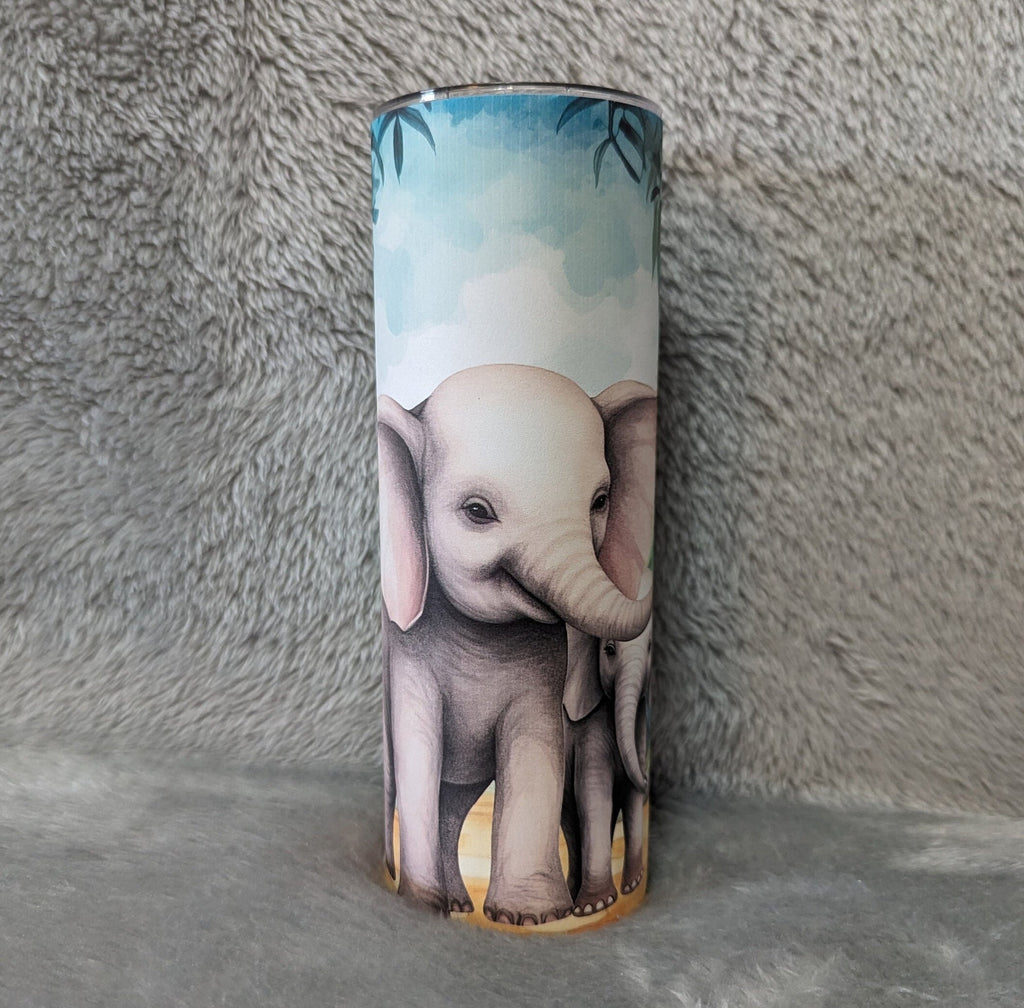 Elephant Tumbler 20oz With Reusable Straw, Can Be Personalized