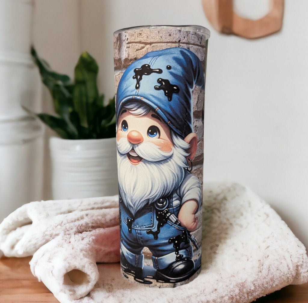 Guy Gnome Mechanic Tumbler 20oz With Reusable Straw, Can Be Personalized