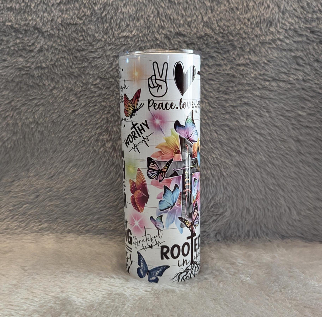 Religious Inspirational Tumbler 20oz With Reusable Straw