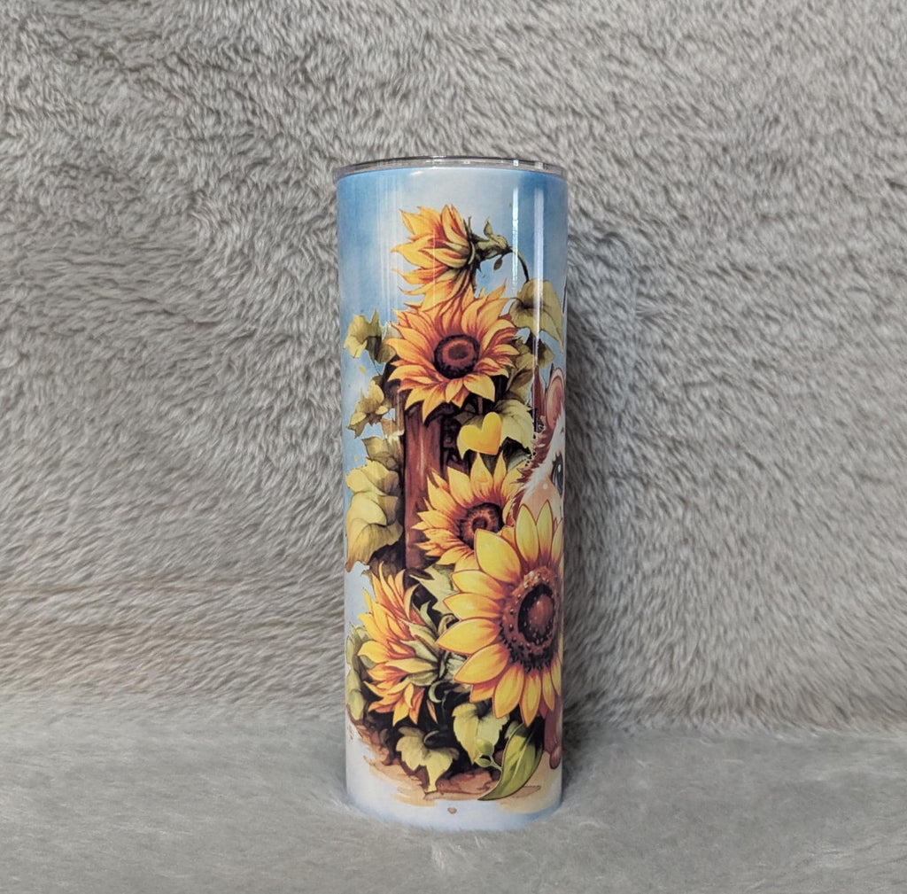 Sunflower Hedgehog Tumbler 20oz With Reusable Straw, Can Be Personalized