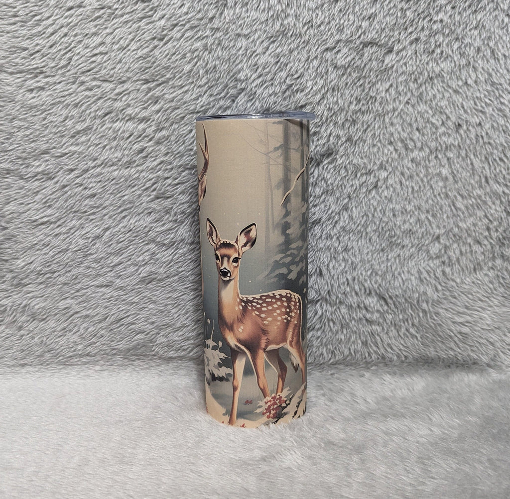 Wildlife Inspired Deer Tumbler 20oz With Reusable Straw, Can Be Personalized