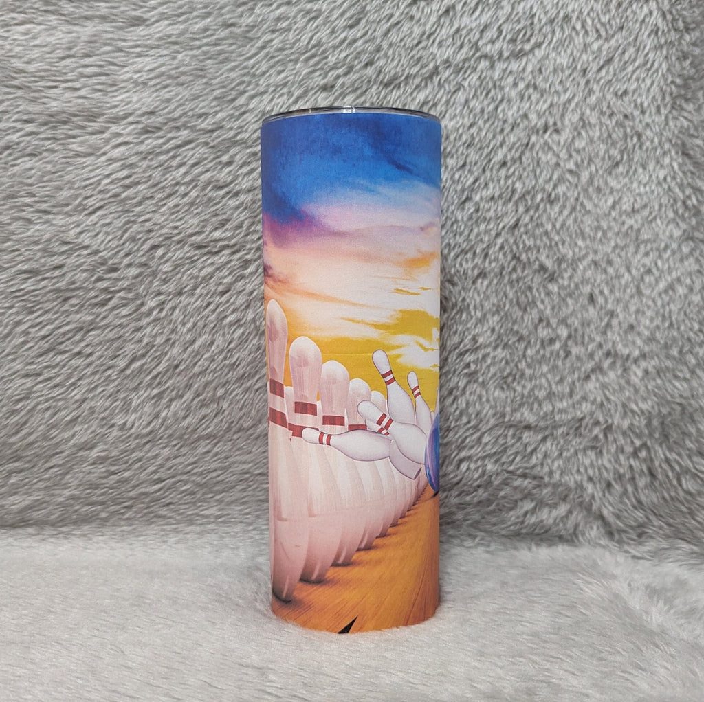 Bowling Tumbler 20oz With Reusable Straw, Can Be Personalized