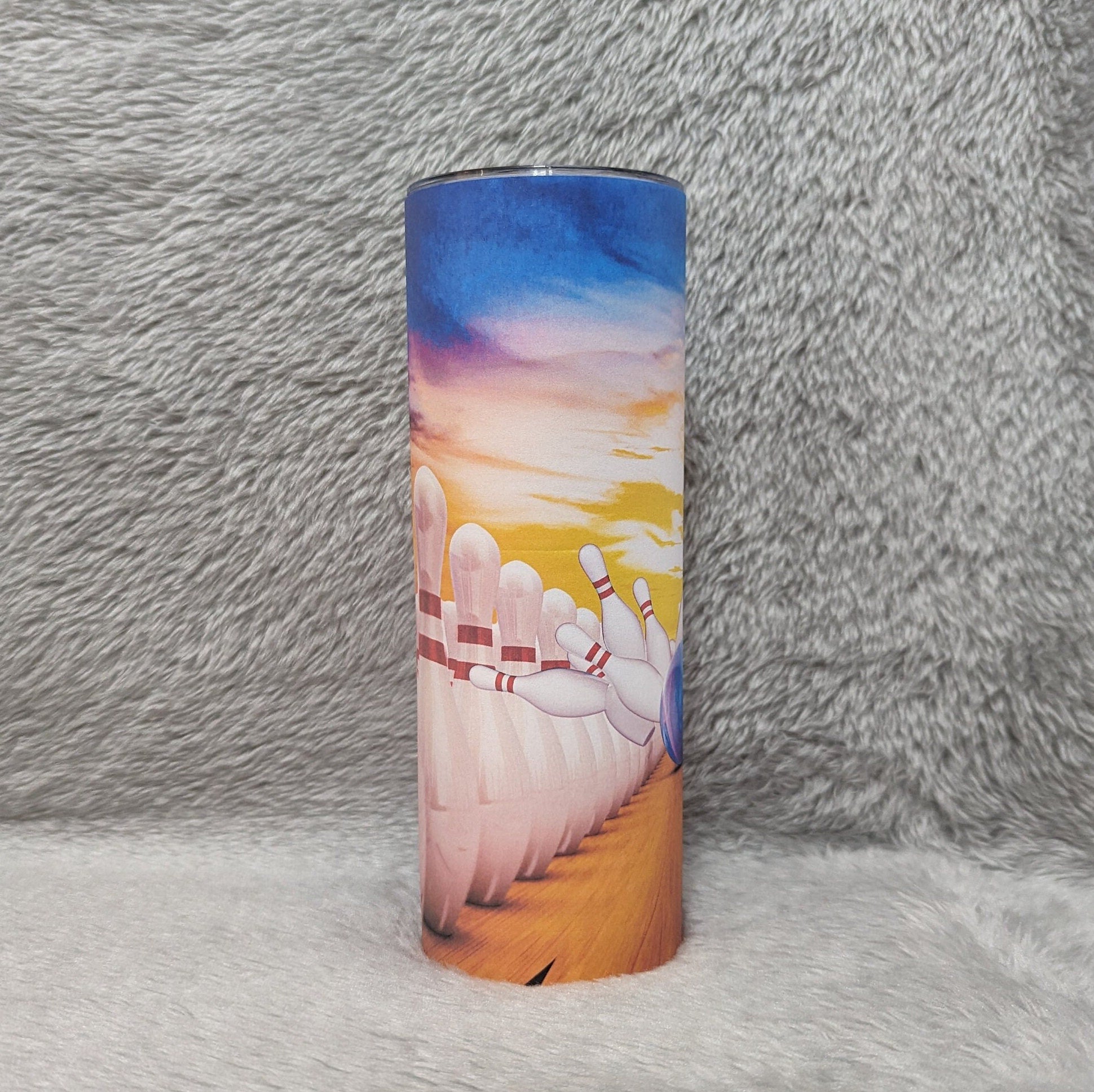 Bowling Tumbler 20oz With Reusable Straw, Can Be Personalized