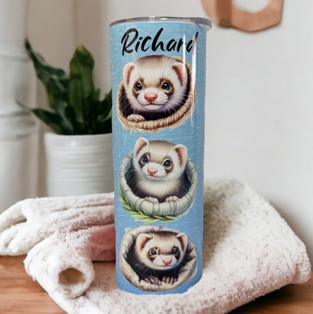 Ferret Tumbler 20oz With Reusable Straw, Can Be Personalized