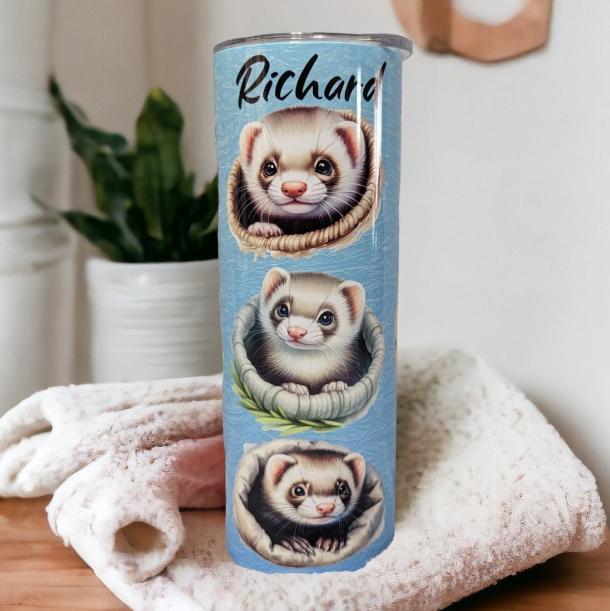 Ferret Tumbler 20oz With Reusable Straw, Can Be Personalized