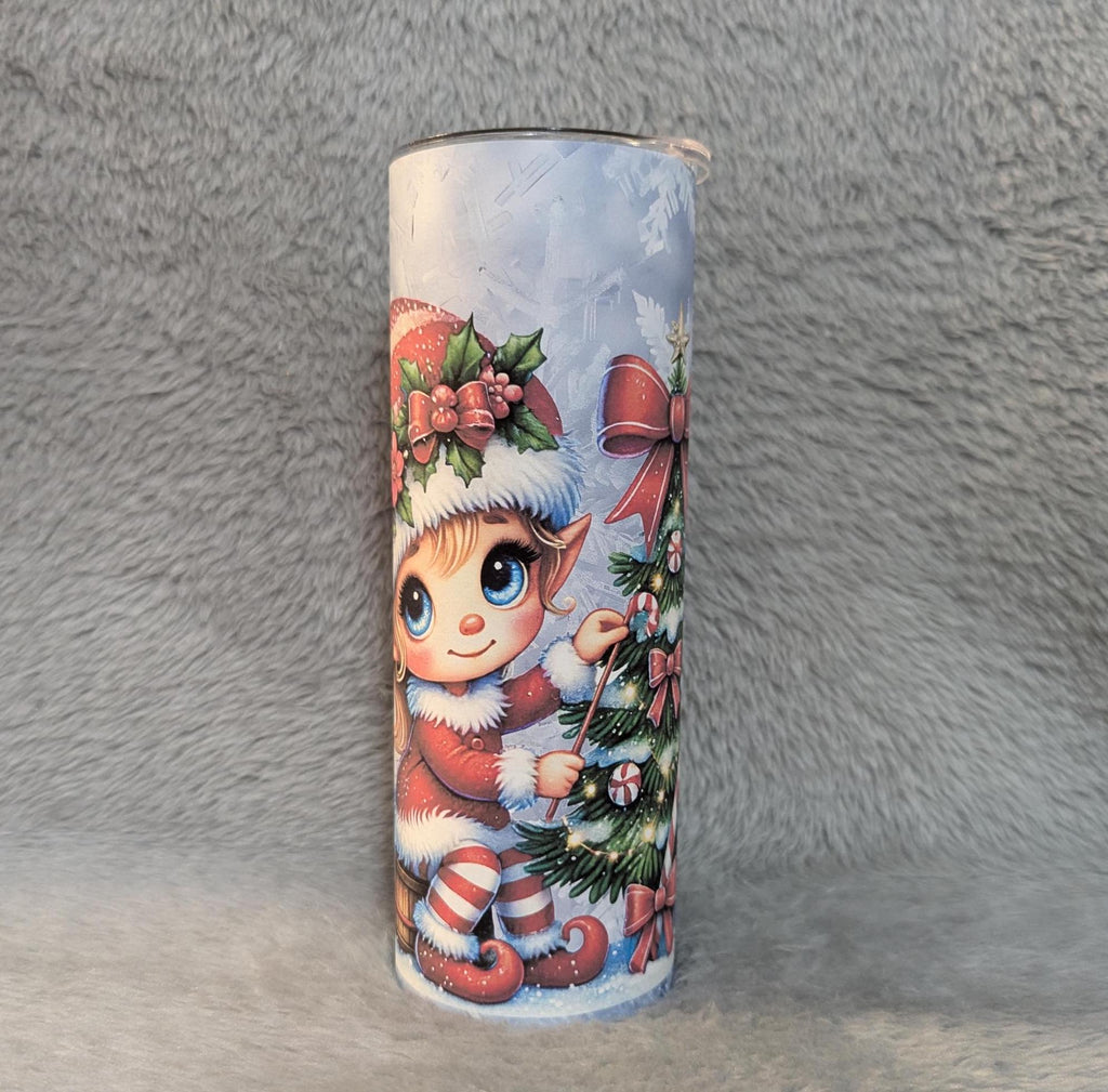 Christmas Elf Tumbler 20oz With Reusable Straw, Can Be Personalized