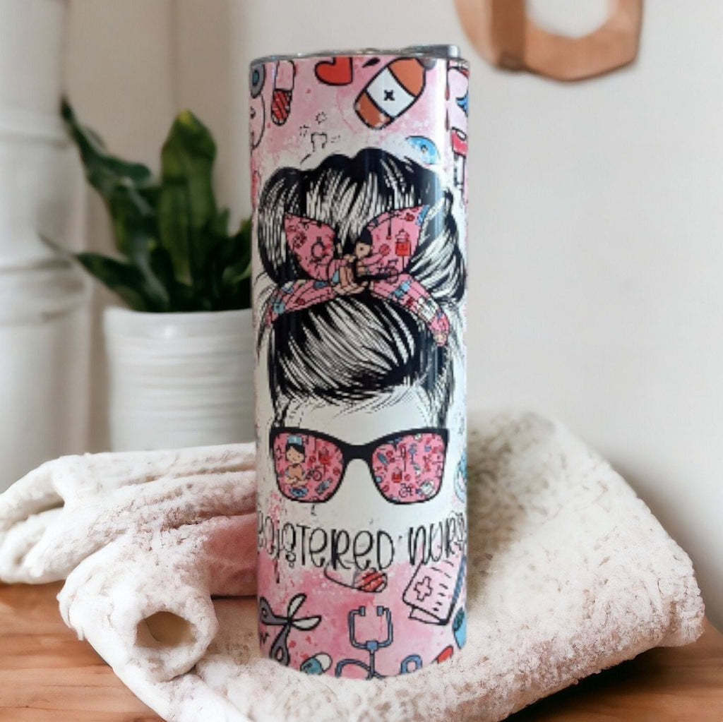 Registered Nurse Tumbler 20oz With Reusable Straw, Can Be Personalized