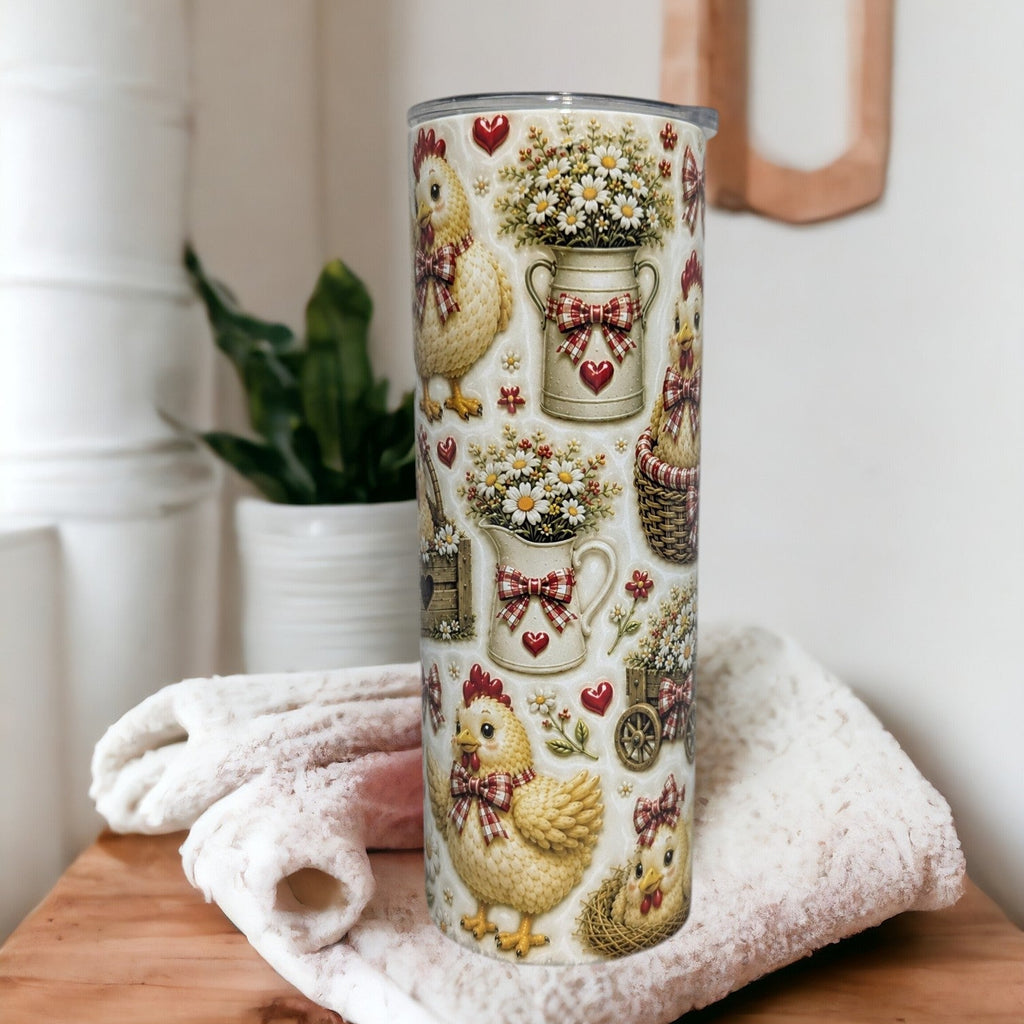Chicken Tumbler 20oz - 3D Design with Reusable Straw