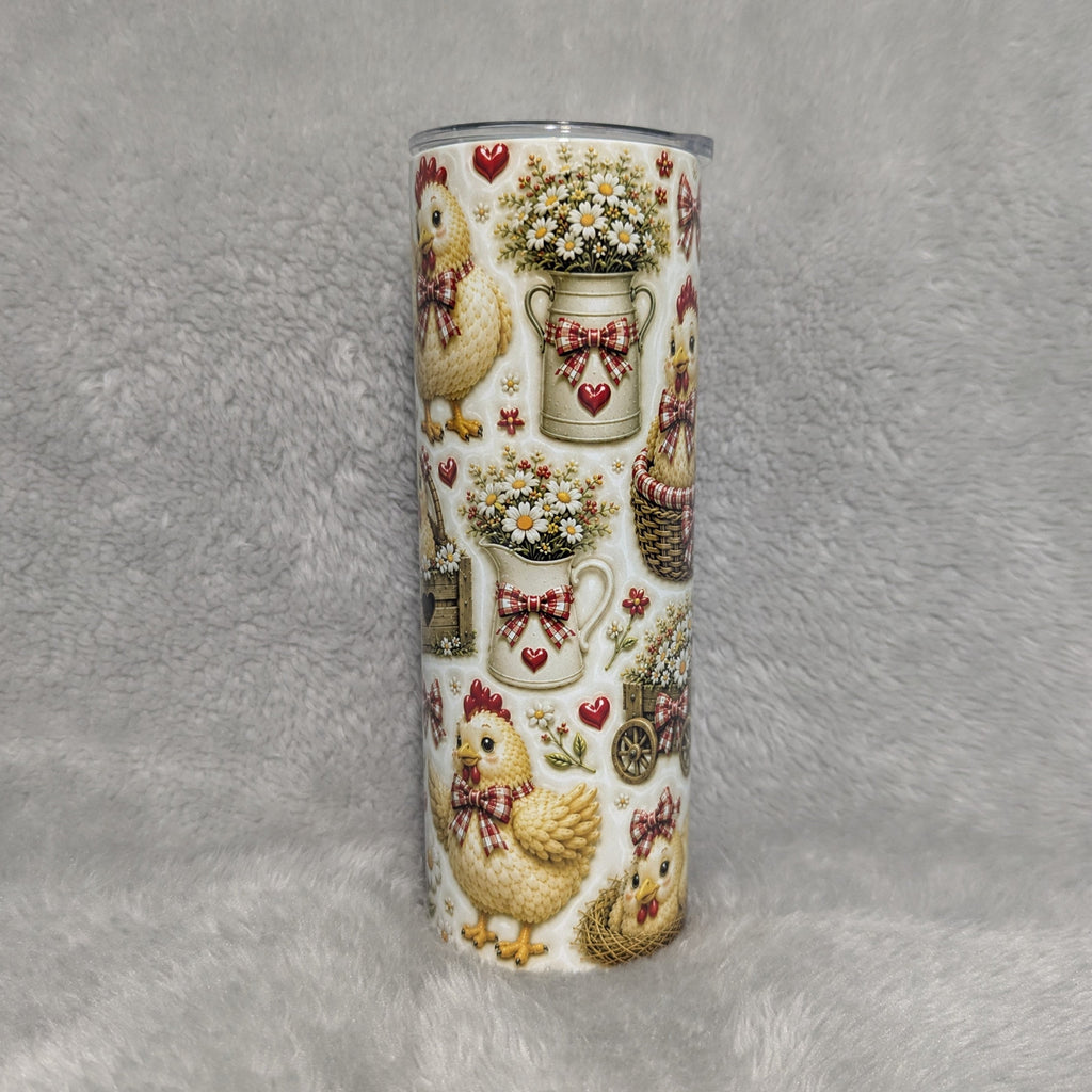 Chicken Tumbler 20oz - 3D Design with Reusable Straw