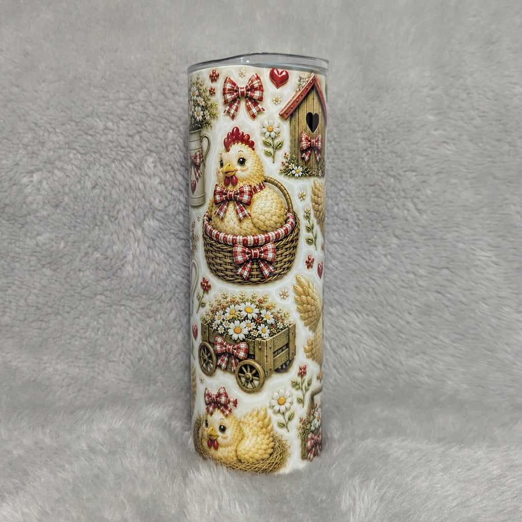 Chicken Tumbler 20oz - 3D Design with Reusable Straw