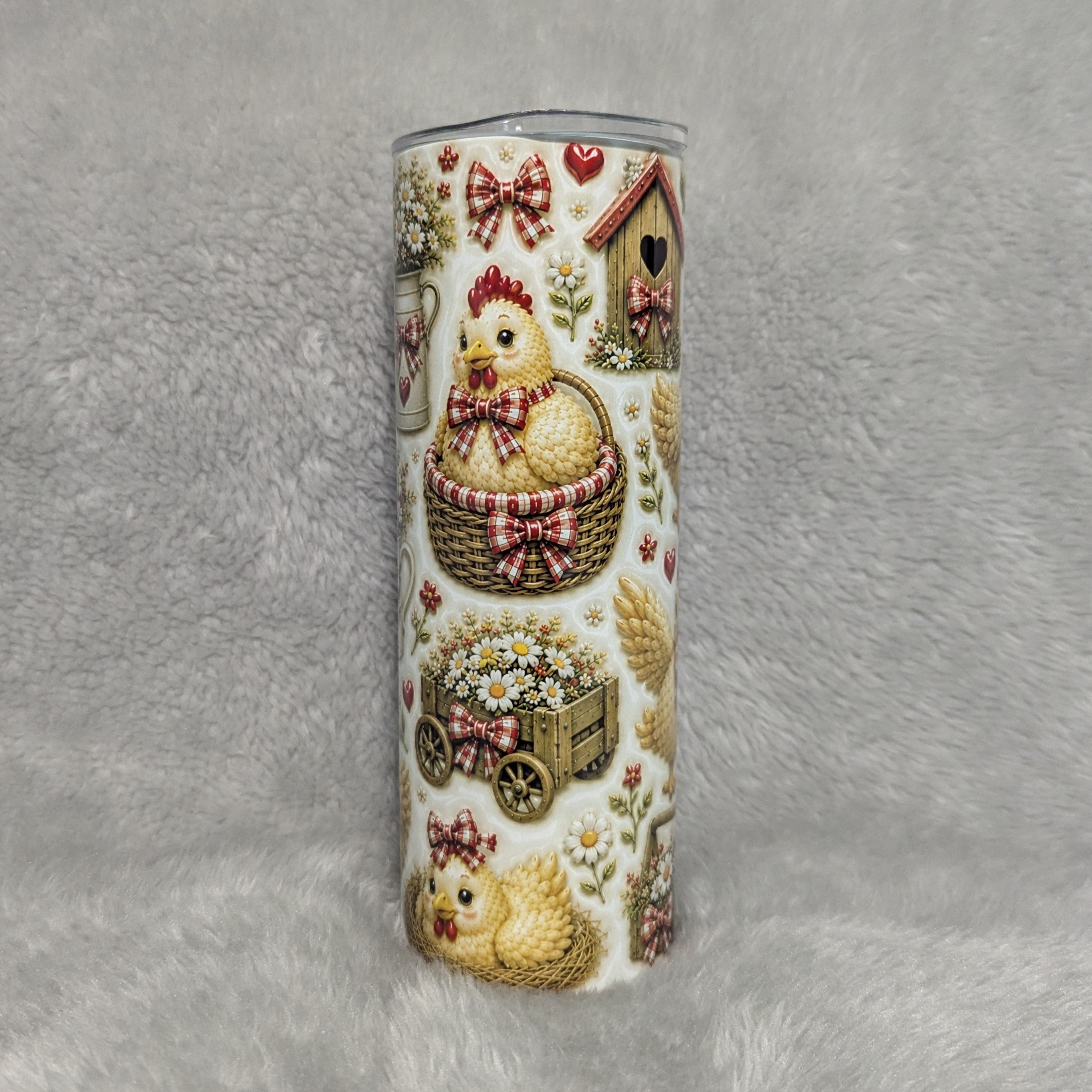 Chicken Tumbler 20oz - 3D Design with Reusable Straw
