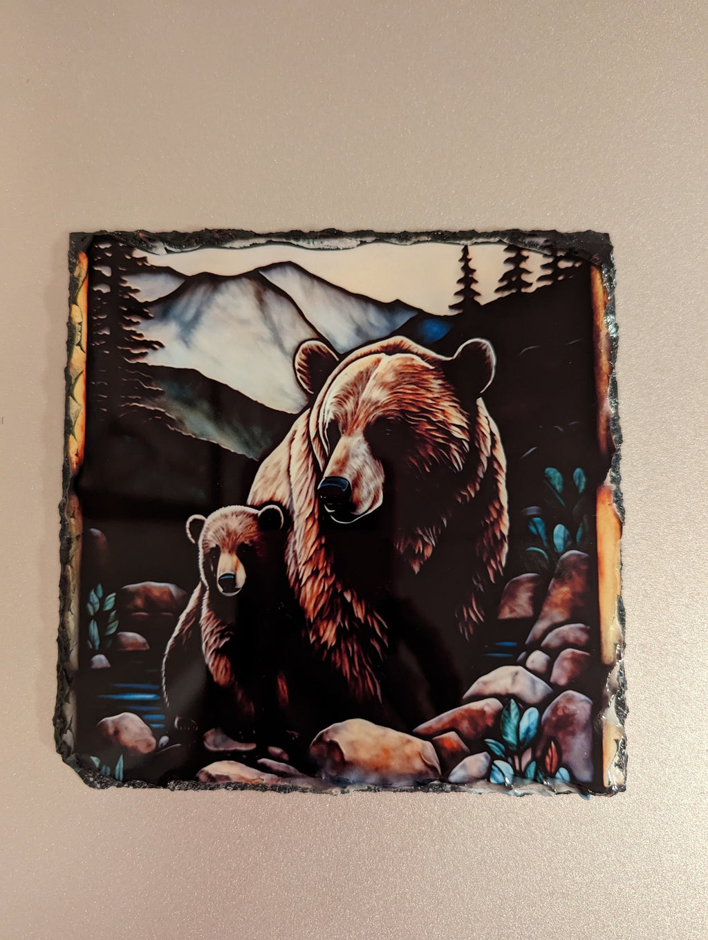 Slate Bear Picture with Display Legs