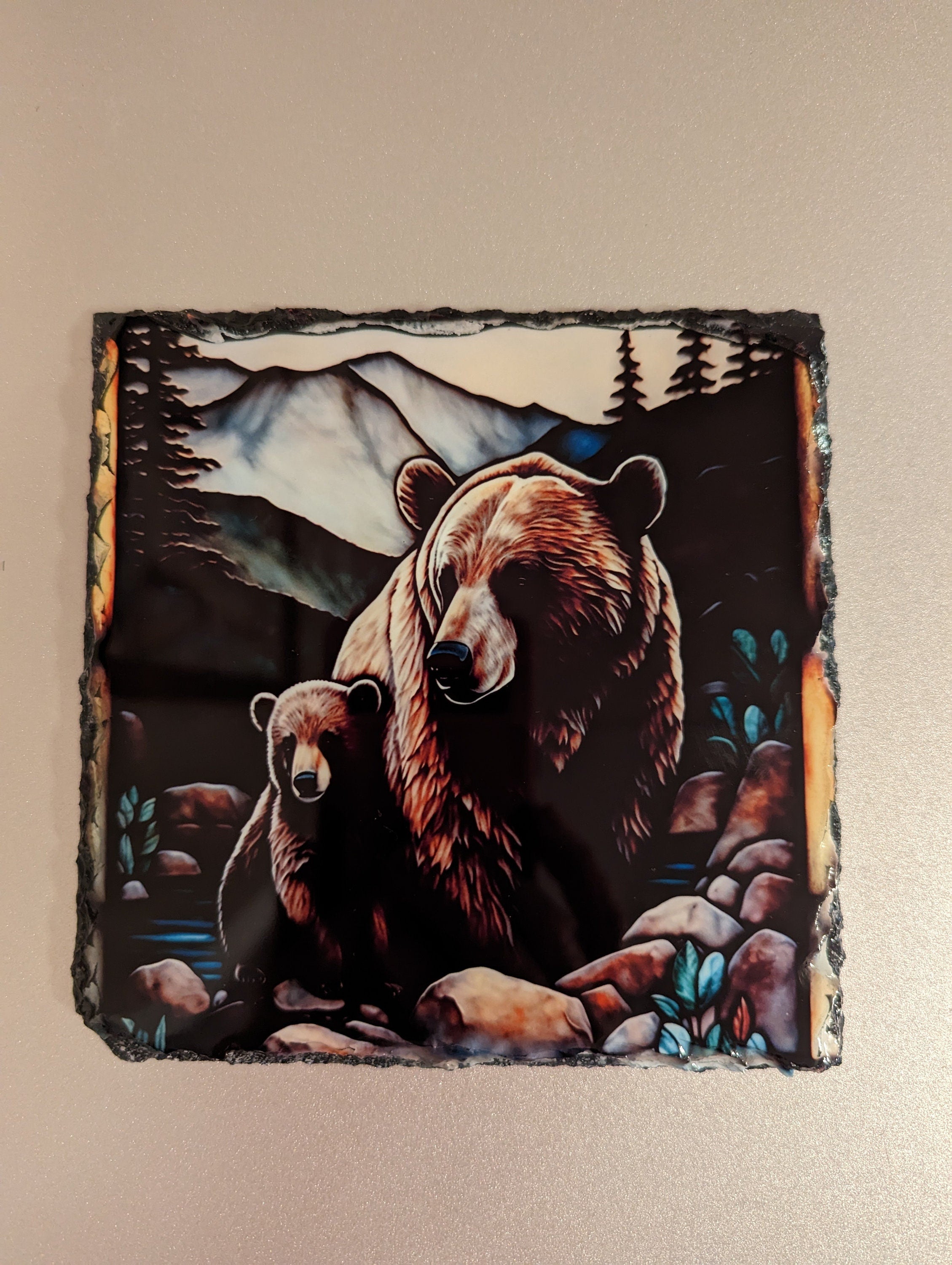 Slate Bear Picture with Display Legs