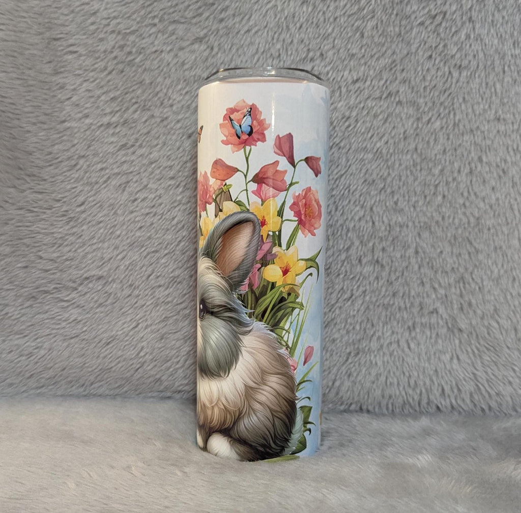 Bunny Rabbit Tumbler 20oz With Reusable Straw, Can Be Personalized