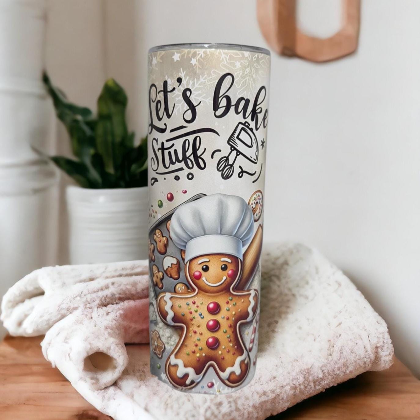 Let's Bake Stuff and Watch Christmas Movies Gingerbread Man Tumbler 20oz With Reusable Straw