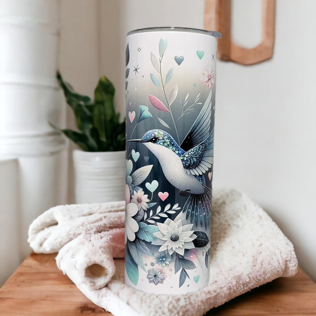 Hummingbird Tumbler 20oz With Reusable Straw, Can Be Personalized