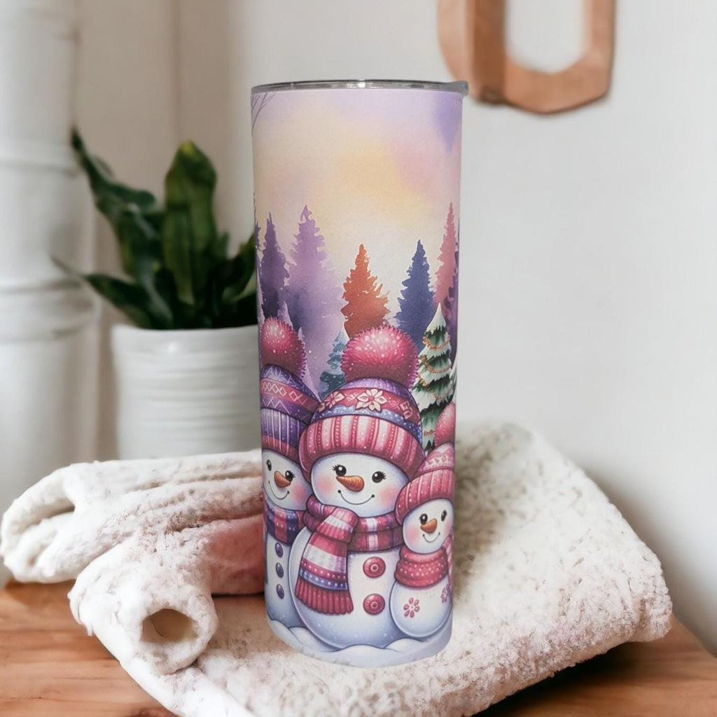 Snowman Tumbler 20oz With Reusable Straw, Can Be Personalized