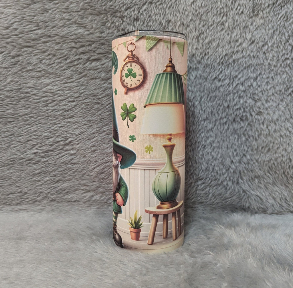 St. Patrick's Day Irish Gnome Tumbler 20oz With Reusable Straw, Can Be Personalized