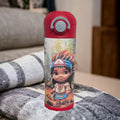 Girl Indian Water Bottle 12oz With Reusable Straw Can Be Personalized