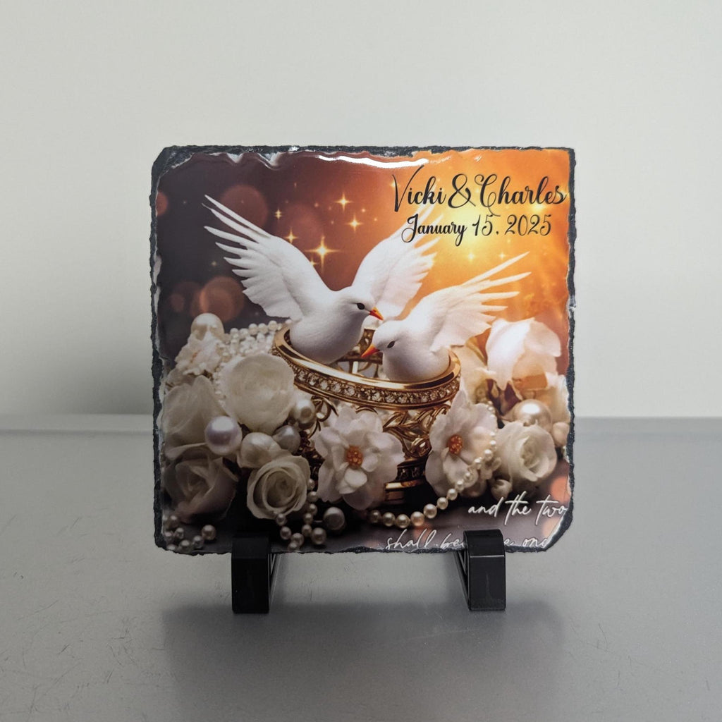 Customizable Slate Wedding Picture With Display Legs