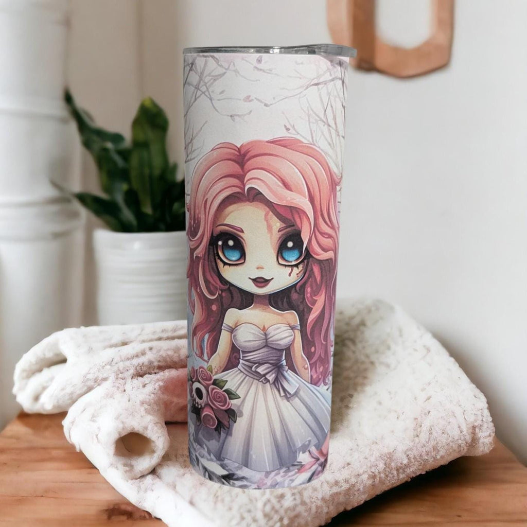 Zombie Bride Tumbler 20oz With Reusable Straw, Can Be Personalized
