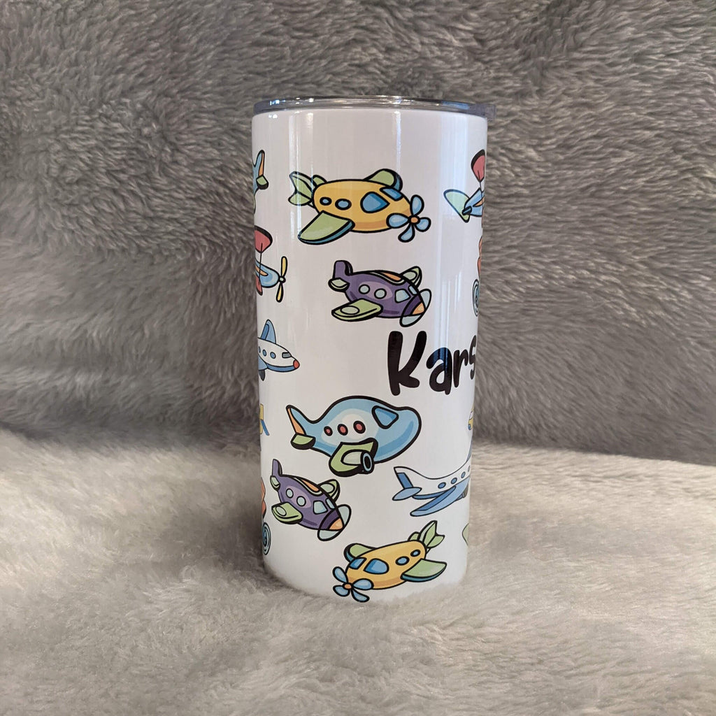 Kids Airplane Tumbler 15oz With Reusable Straw, Can Be Personalized