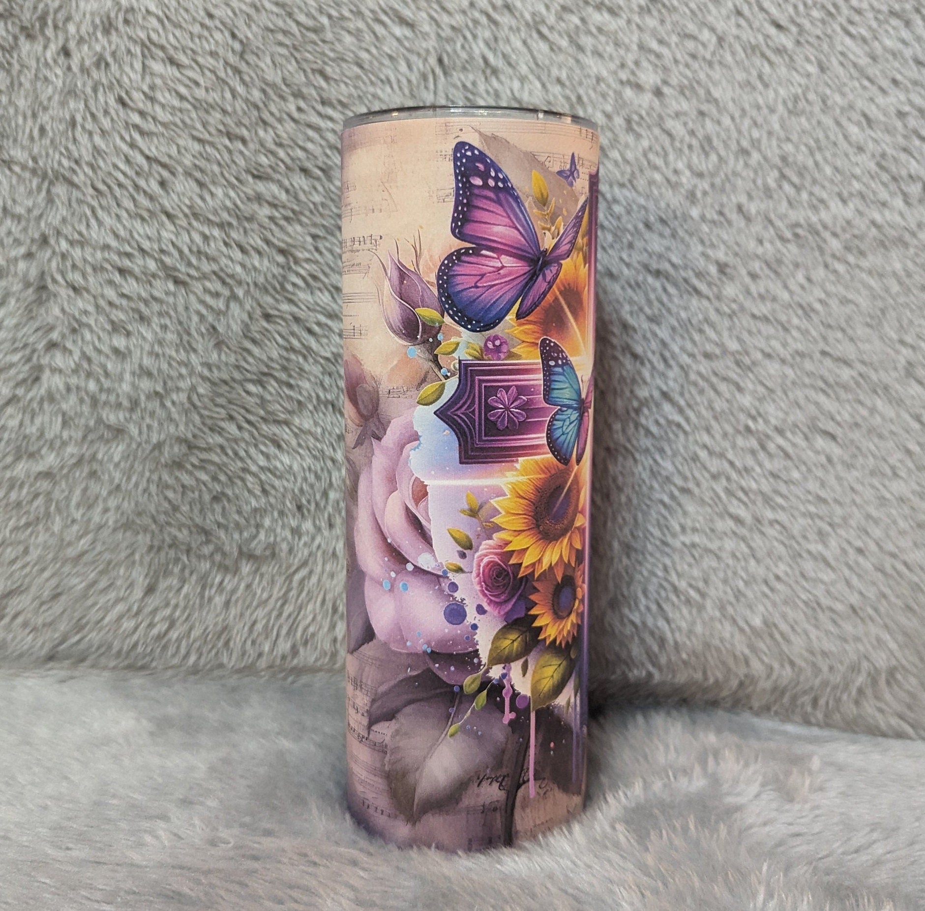 Floral Cross Tumbler 20oz Tumbler With Reusable Straw