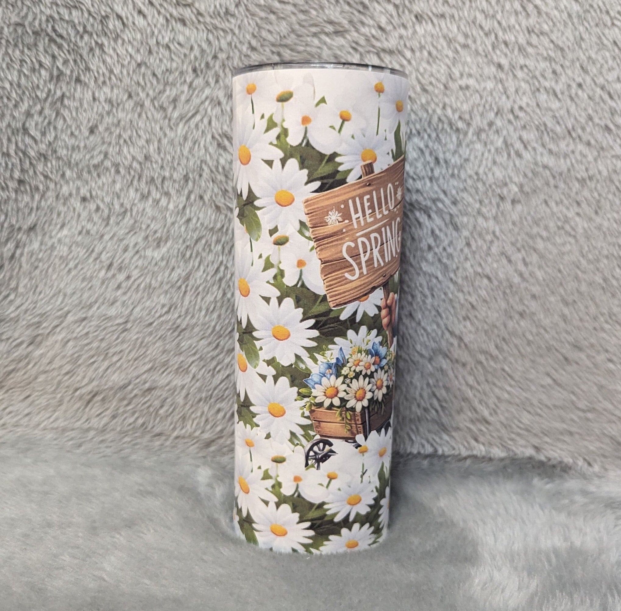 Hello Spring Gnome Tumbler 20oz With Reusable Straw, Can Be Personalized