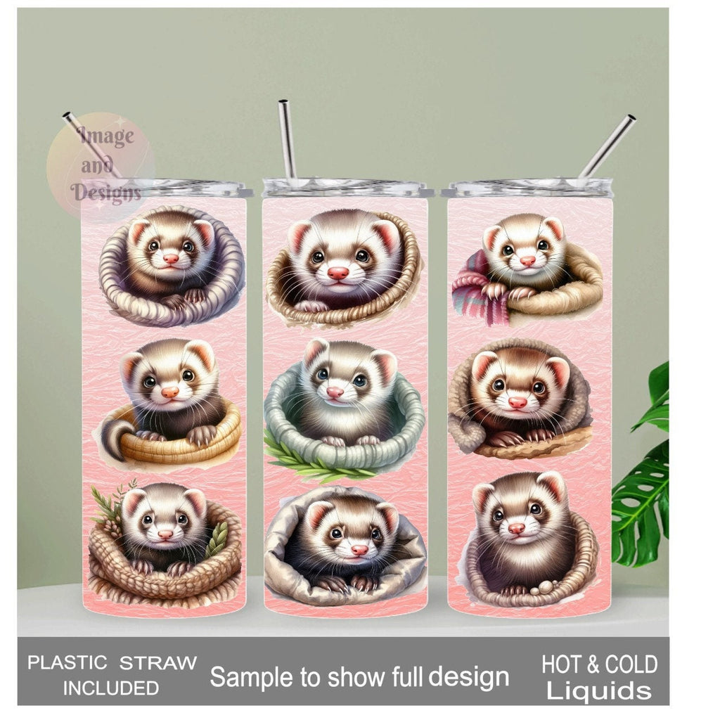 Ferret Tumbler 20oz With Reusable Straw, Can Be Personalized