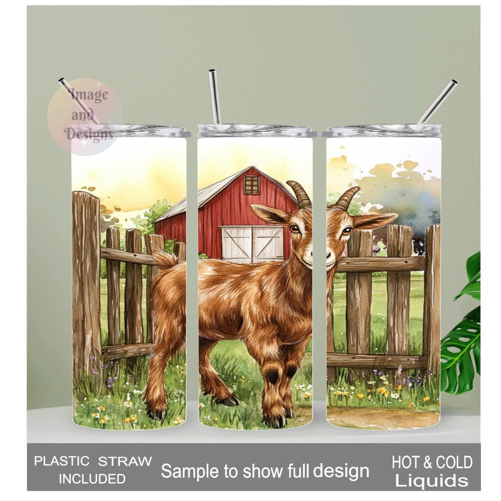 Cute Goat Tumbler 20oz With Reusable Straw, Can Be Personalized
