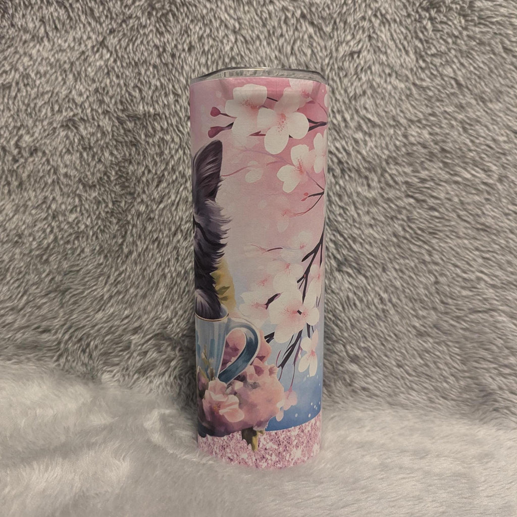 Teacup Kitten/Cat Tumbler 20oz With Reusable Straw, Can Be Personalized