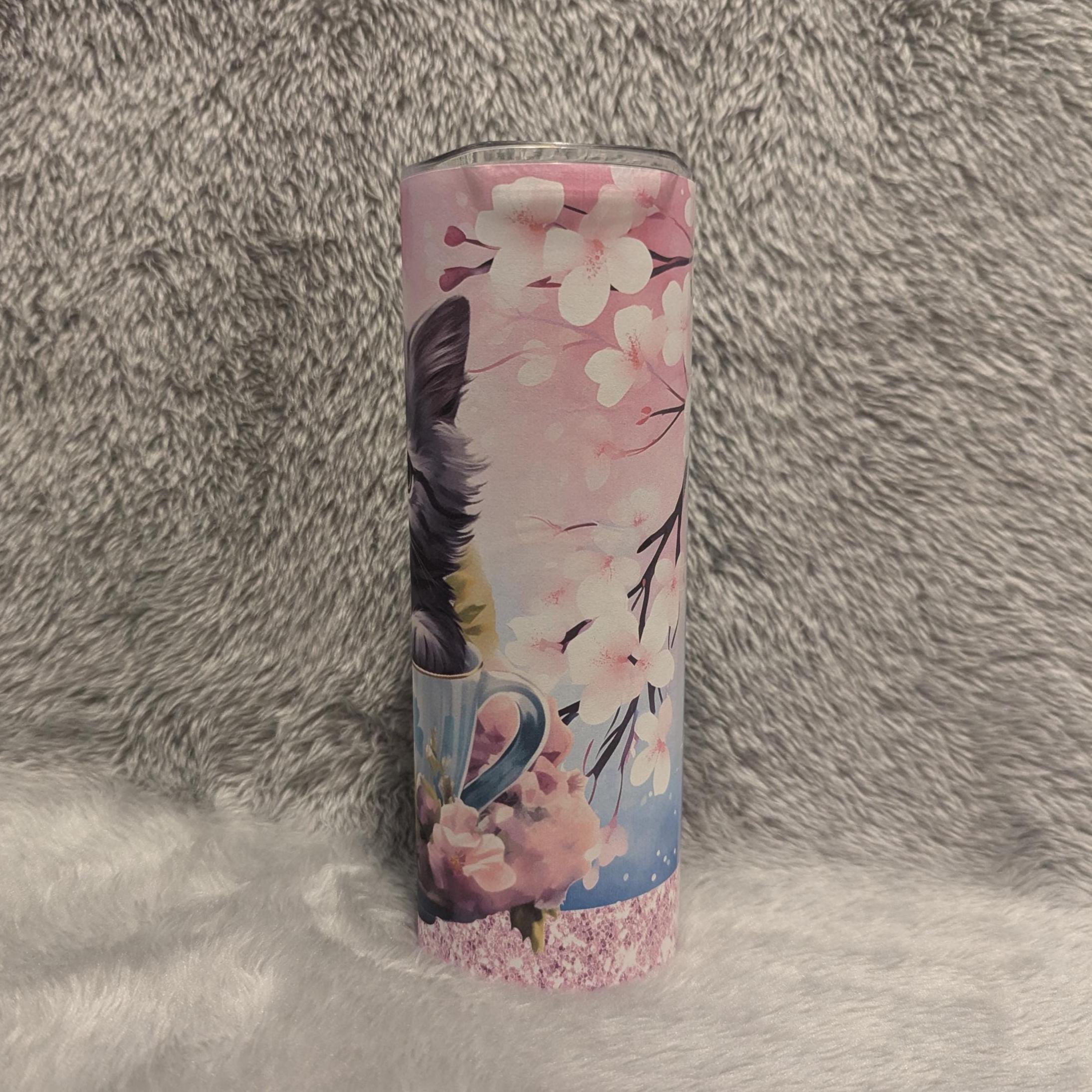 Teacup Kitten/Cat Tumbler 20oz With Reusable Straw, Can Be Personalized