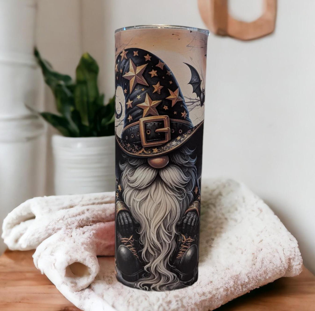 Halloween Gnome Tumbler 20oz With Reusable Straw, Can Be Personalized