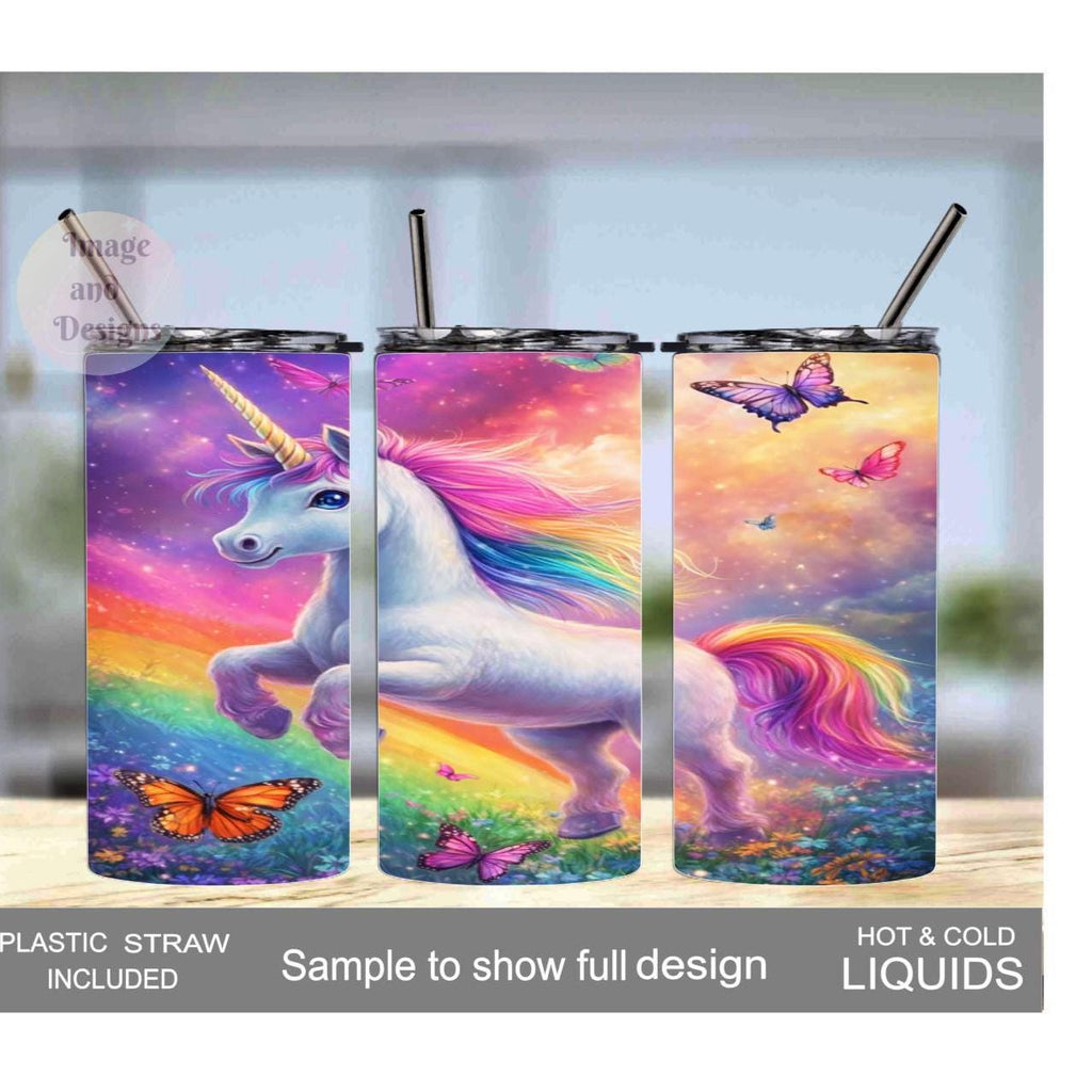 Kids Unicorn Tumbler 15oz With Reusable Straw, Can Be Personalized