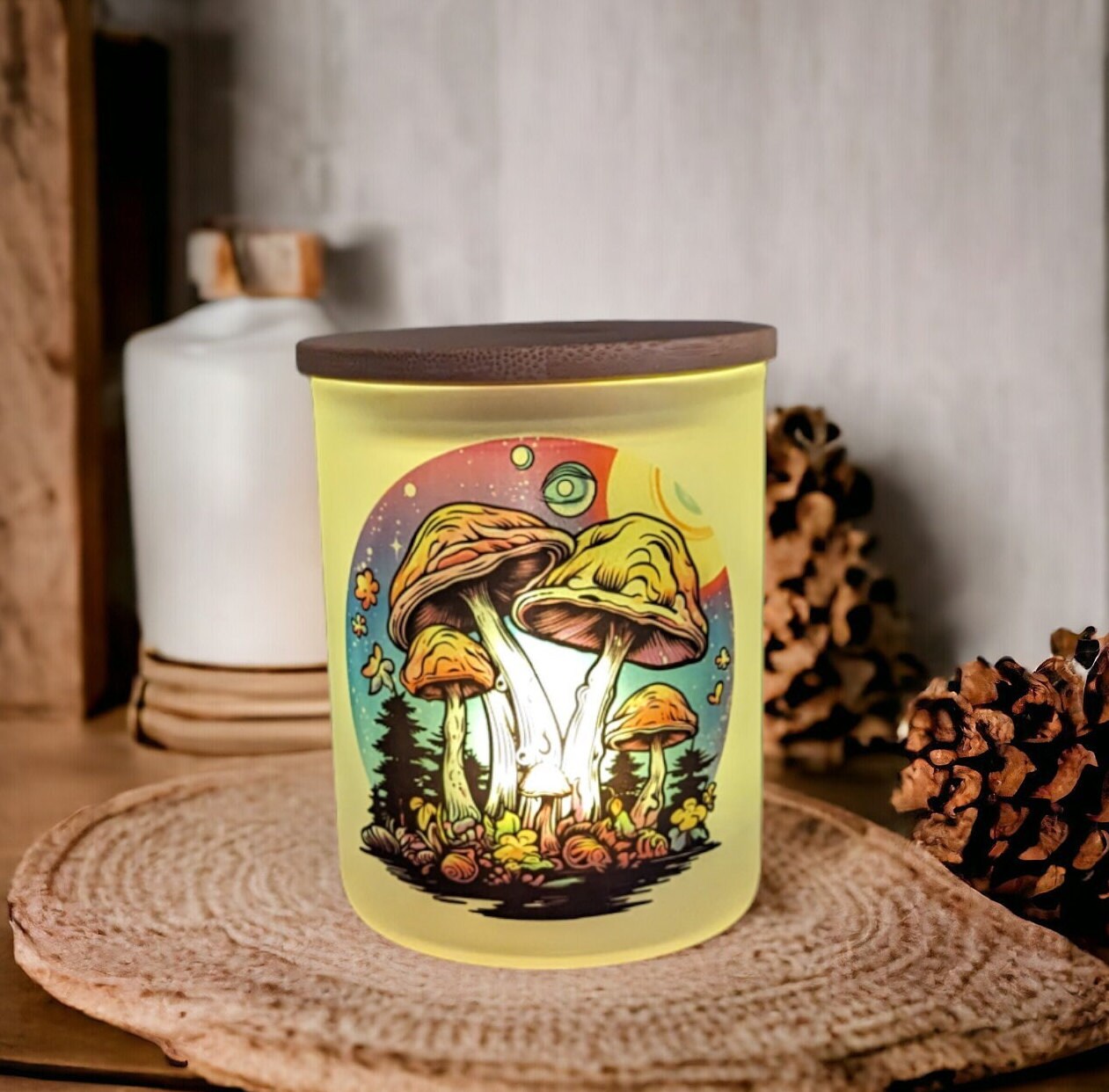 Mushroom Candle Holder with Battery Operated Flickering Tea Light