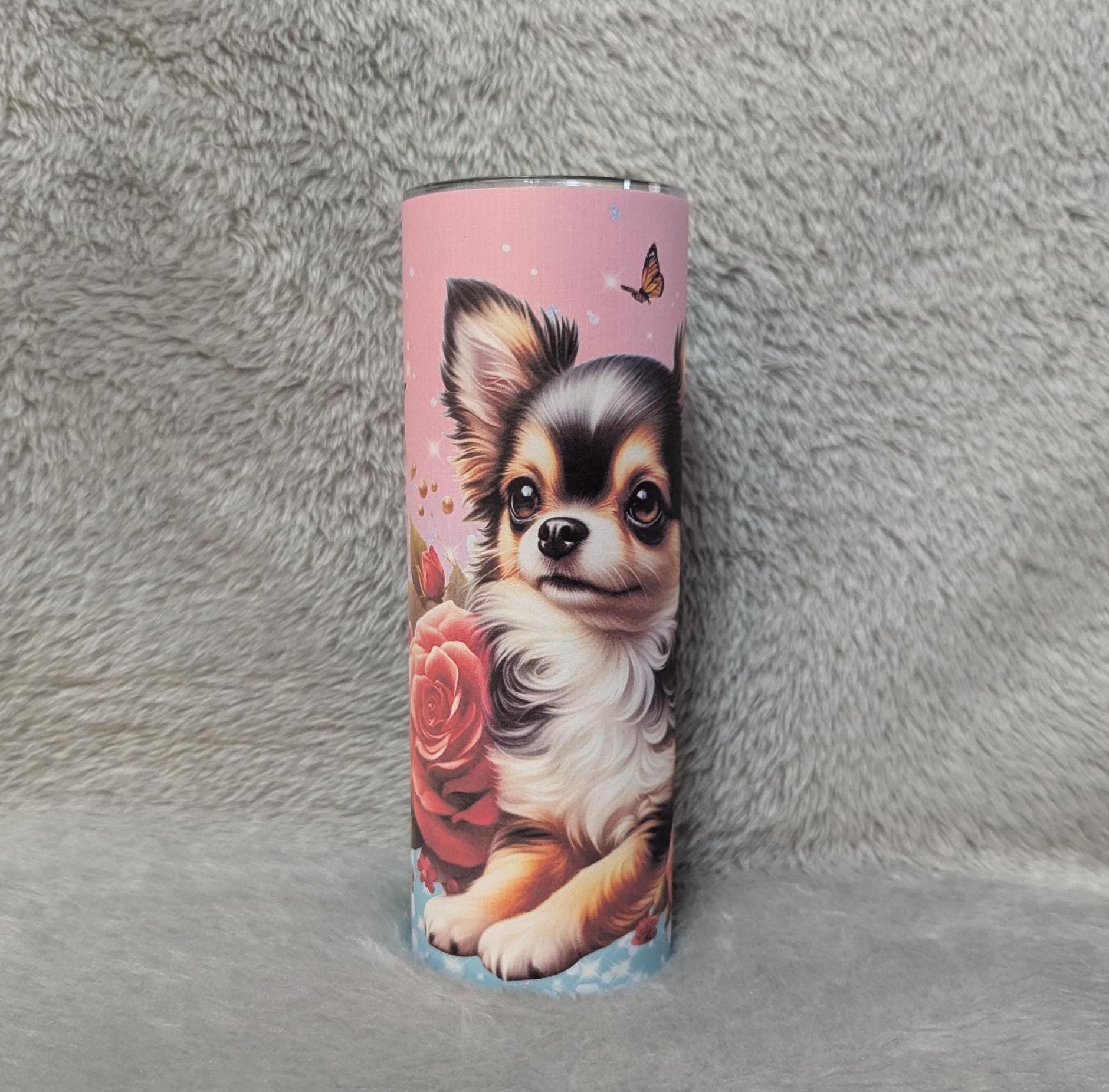 Chihuahua Dog  Tumbler 20oz With Reusable Straw, Can Be Personalized