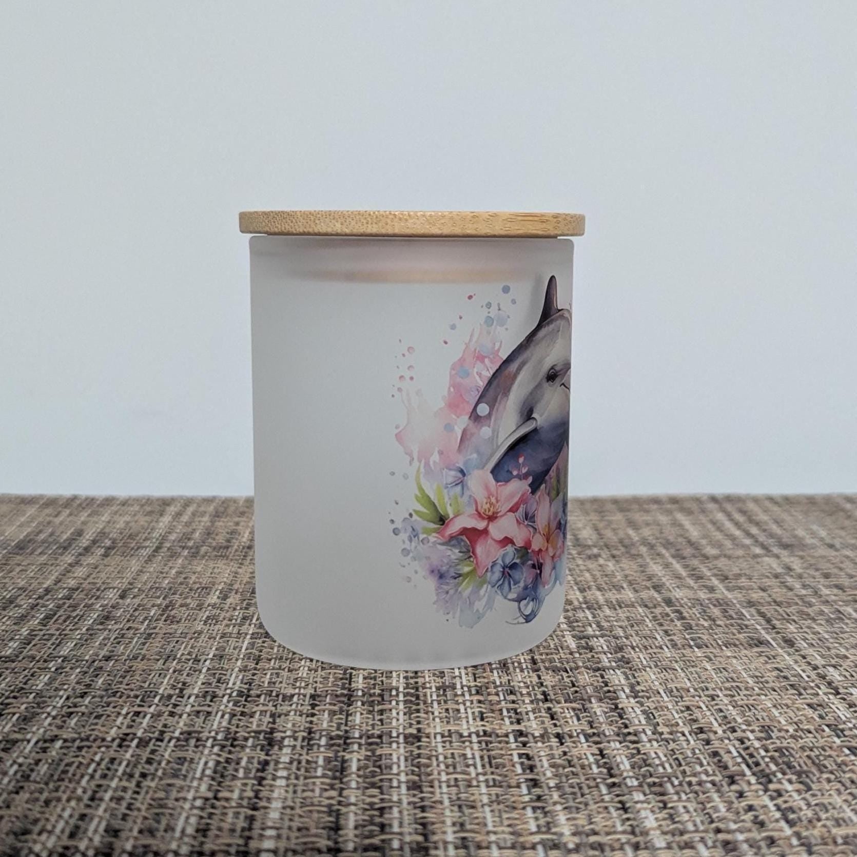 Floral dolphin Candle Holder With A Battery Operated Flickering Tea Light