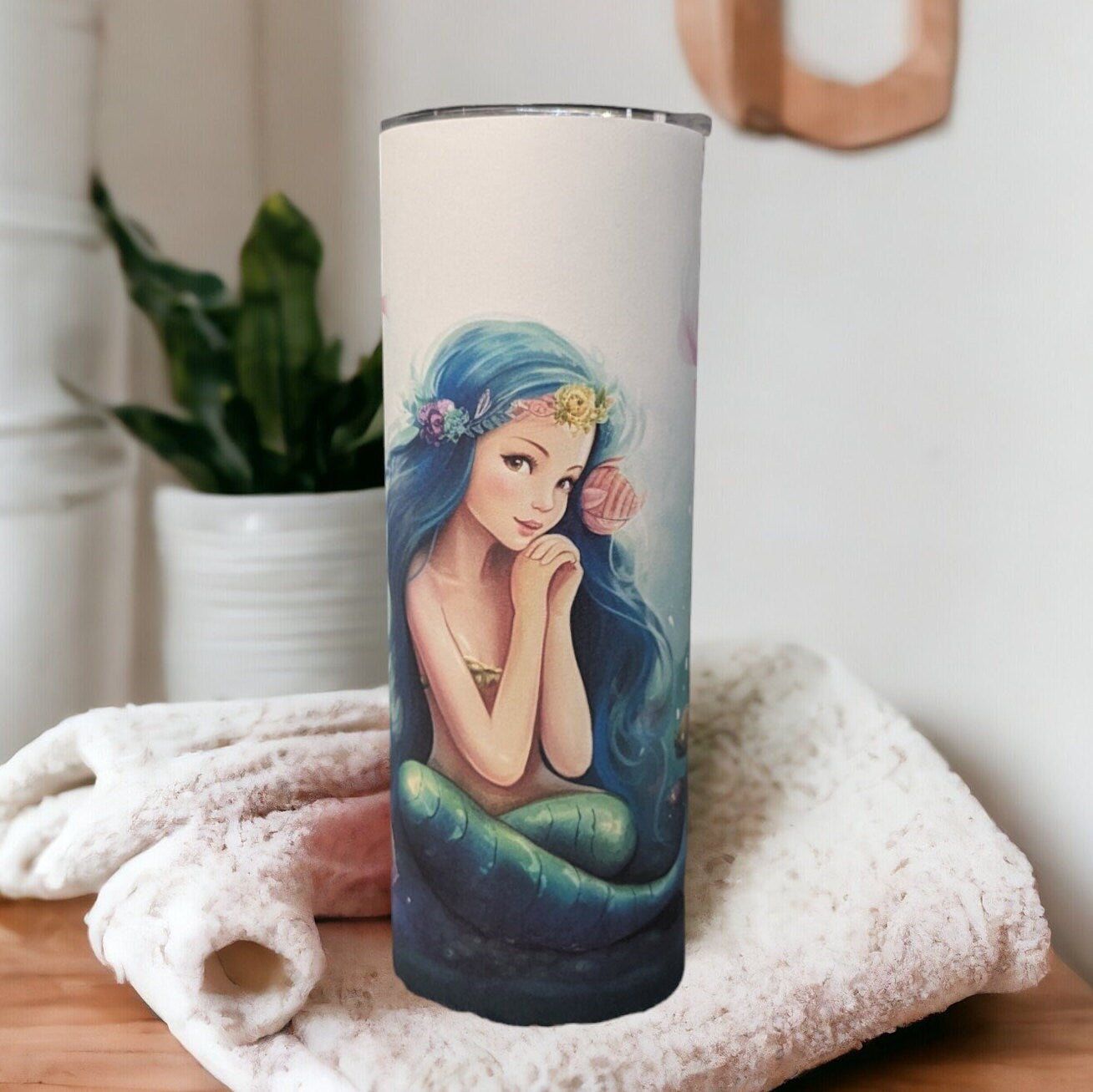 Mermaid Tumbler 20oz With Reusable Straw, Can Be Personalized